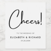 Elegante en moderne zwart-wit bruiloft wijn etiket (Enkel label)