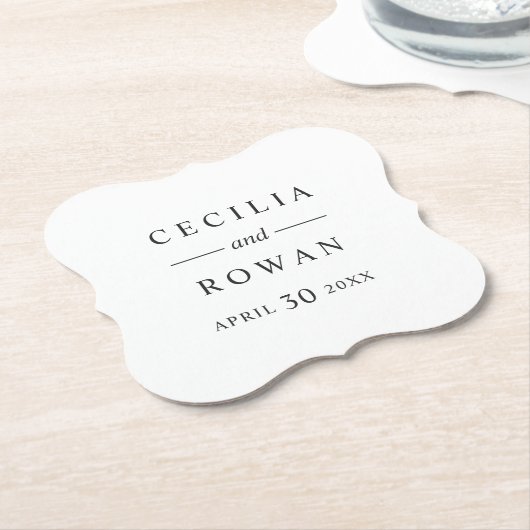 Elegante en moderne zwarte bruiloft monogram kartonnen onderzetters (Gekanteld)