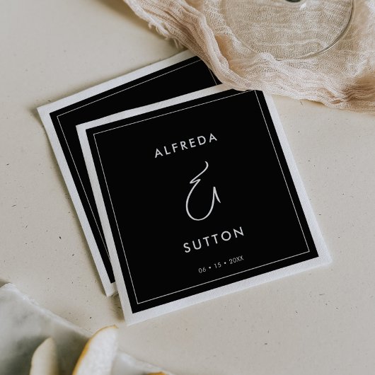 Elegante en moderne zwarte bruiloft servet