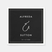 Elegante en moderne zwarte bruiloft servet (Voorkant)