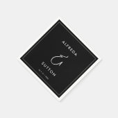 Elegante en moderne zwarte bruiloft servet (Hoek)