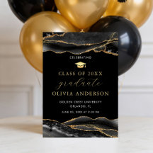 Elegante en moderne zwarte & gouden afstuderen