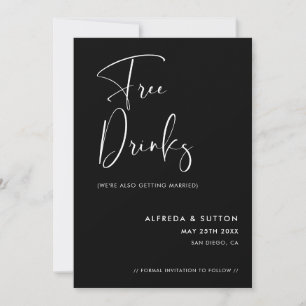 Elegante en moderne zwarte vrije drinken save the date