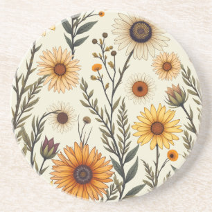 Elegante en mooie bloemen. zandsteen onderzetter