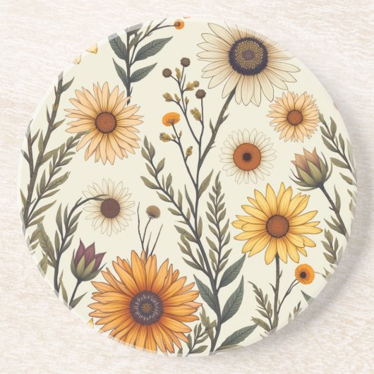 Elegante en mooie bloemen. zandsteen onderzetter (Voorkant)