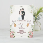 Elegante en mooie bruiloft uitnodiging (Staand voorkant)