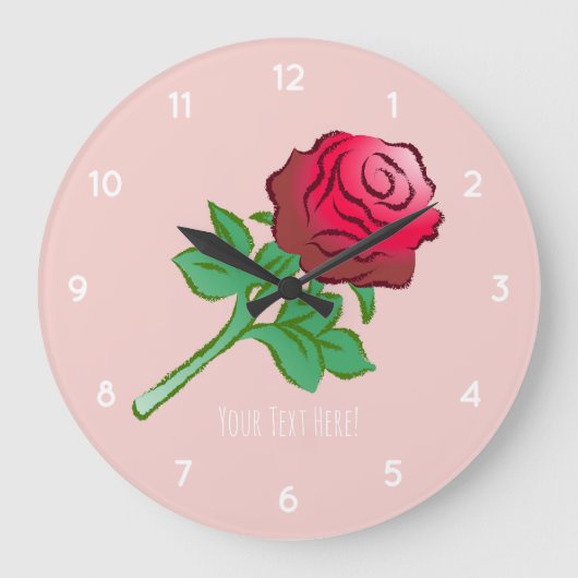 Elegante en mooie rode roos grote klok (Voorkant)