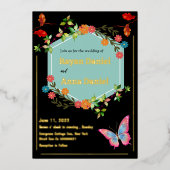 Elegante en neutrale bloemenbruiloft folie uitnodiging (Voorkant)