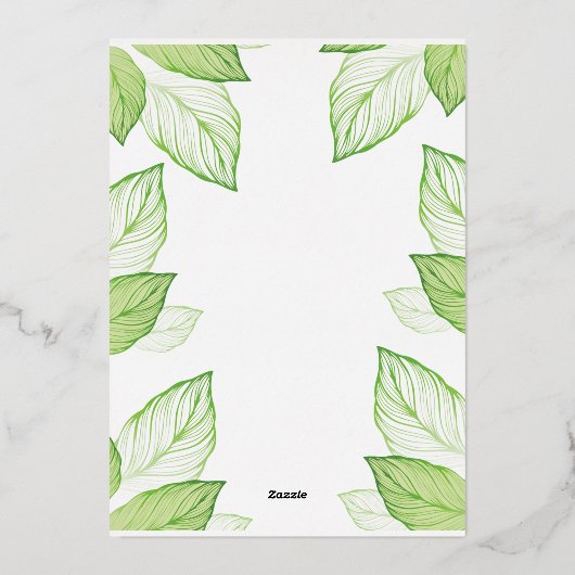 Elegante en neutrale bloemenbruiloft folie uitnodiging (Achterkant)