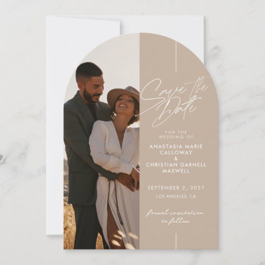 Elegante en neutrale boog Save The Date Kaart (Voorkant)