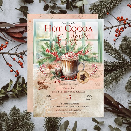 Elegante en nostalgische Hot Cocoa and Cookies Par Kaart