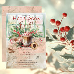 Elegante en nostalgische Hot Cocoa and Cookies Par Kaart<br><div class="desc">Roze,  groen,  donkerrood en kaneelbruin kerstvakantie "Hot Cocoa and Cookies" feestontwerp.</div>