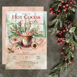 Elegante en nostalgische Hot Cocoa and Cookies Par Kaart<br><div class="desc">Roze,  groen,  donkerrood en kaneelbruin kerstvakantie "Hot Cocoa and Cookies" feestontwerp.</div>