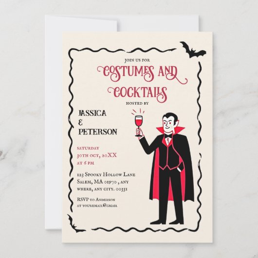 Elegante en retro kostuums Halloween feest Kaart (Voorkant)