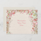 Elegante en romantische bloementuin bloemenkleed aankondigingskaart (Voorkant / Achterkant)