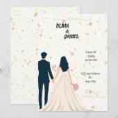 Elegante en romantische bruiloft uitnodiging Kaart (Voorkant / Achterkant)