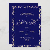 Elegante en romantische huwelijksuitnodiging kaart (Voorkant / Achterkant)