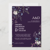 Elegante en romantische sierlijke bloemen bruiloft kaart (Voorkant)