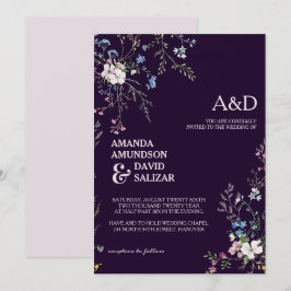 Elegante en romantische sierlijke bloemen bruiloft kaart