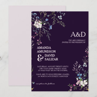 Elegante en romantische sierlijke bloemen bruiloft kaart
