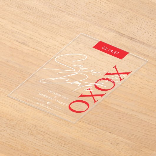 Elegante en romantische Valentijn Save The Date Acryl Uitnodigingen (Laagn)