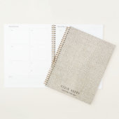 Elegante en rustieke Beige Linnen Textuur Planner (Display)