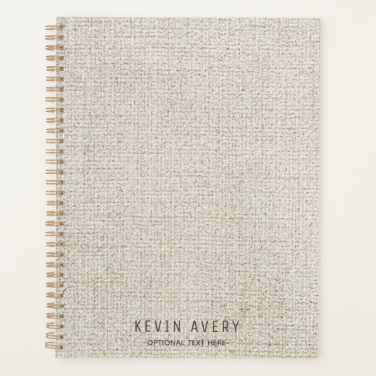 Elegante en rustieke Beige Linnen Textuur Planner (Voorkant)