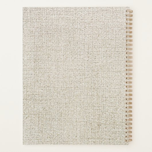 Elegante en rustieke Beige Linnen Textuur Planner (Achterkant)