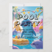 Elegante en Schattigee Dolfijnen Zwembad Party Inv Kaart (Voorkant)
