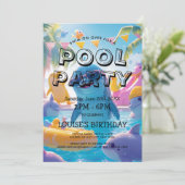 Elegante en Schattigee Dolfijnen Zwembad Party Inv Kaart (Staand voorkant)