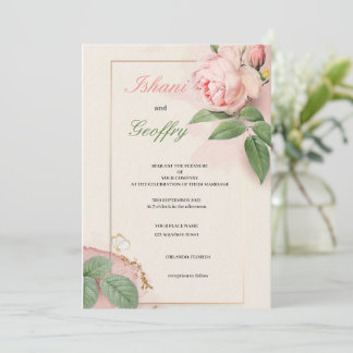 ELEGANTE EN SCHATTIGEE ROZE TROUWBLOEMEN UITNODIGI KAART