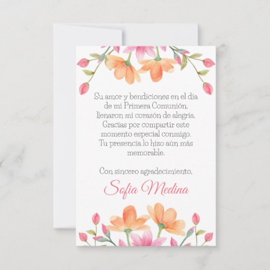 Elegante en Schattigee Waterverf in het Spaans Bedankkaart (Voorkant)