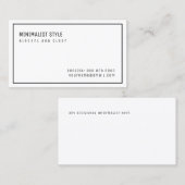Elegante en schone minimalistische stijl wit visitekaartje (Voorkant / Achterkant)