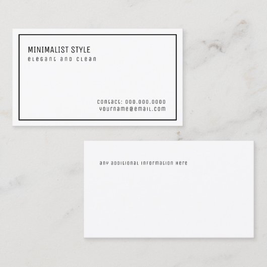 Elegante en schone minimalistische stijl wit visitekaartje (Voorkant / Achterkant)