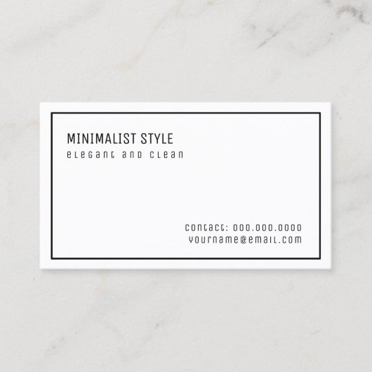 Elegante en schone minimalistische stijl wit visitekaartje (Voorkant)