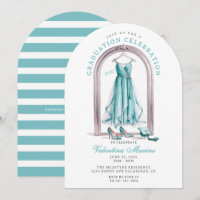 Elegante en speelse turquoise jurk afstuderen