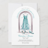 Elegante en speelse turquoise jurk afstuderen kaart (Voorkant)