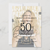 Elegante en stijlvolle 50e foto verjaardagsuitnodi kaart (Voorkant)