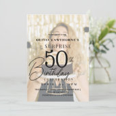 Elegante en stijlvolle 50e foto verjaardagsuitnodi kaart (Staand voorkant)