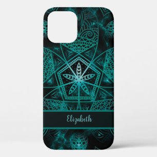 Elegante en stijlvolle Blauwgroen Doodle Art Manda Case-Mate iPhone Case