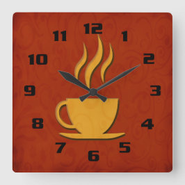 Elegante en stijlvolle koffiekeuken vierkante klok