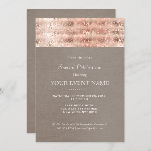 Elegante en stijlvolle neproosgouden pailletten fe kaart (Voorkant / Achterkant)