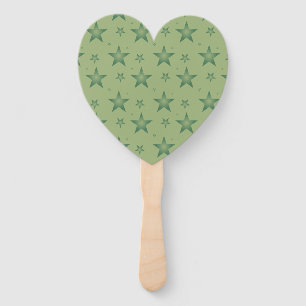 Elegante en stijlvolle olijfsterren op Sage Green Handwaaier