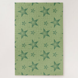 Elegante en stijlvolle olijfsterren op Sage Green Legpuzzel