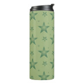 Elegante en stijlvolle olijfsterren op saliegroen thermosbeker (Gedraaid links)