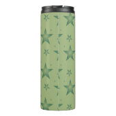 Elegante en stijlvolle olijfsterren op saliegroen thermosbeker (Achterkant)