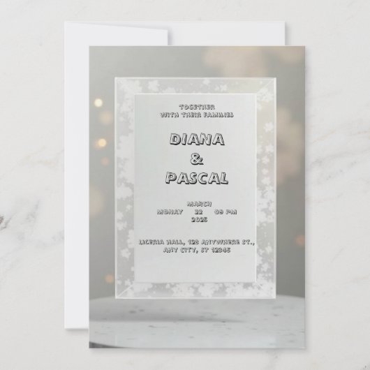 Elegante en stijlvolle uitnodiging, op een grijze  kaart (Voorkant)