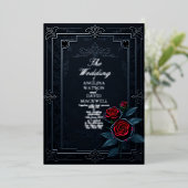 Elegante en stijlvolle zwarte bruiloft uitnodiging (Staand Voorkant)