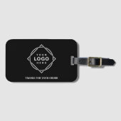 Elegante en strakke zwarte QR-code Bagagelabel (Voorkant (horizontaal))