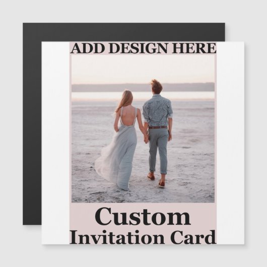 Elegante en strakke zwarte QR-code Magnetische Uitnodiging (Voorkant / Achterkant)